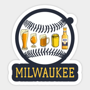 Vintage Milwaukee Baseball Brewery And Beers For Game Day Sticker